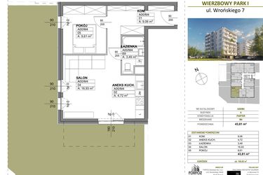 Rzut - Mieszkanie na sprzedaż 2 pokoje o powierzchni 43,81 m² - numer A00_M4 w Wierzbowy Park