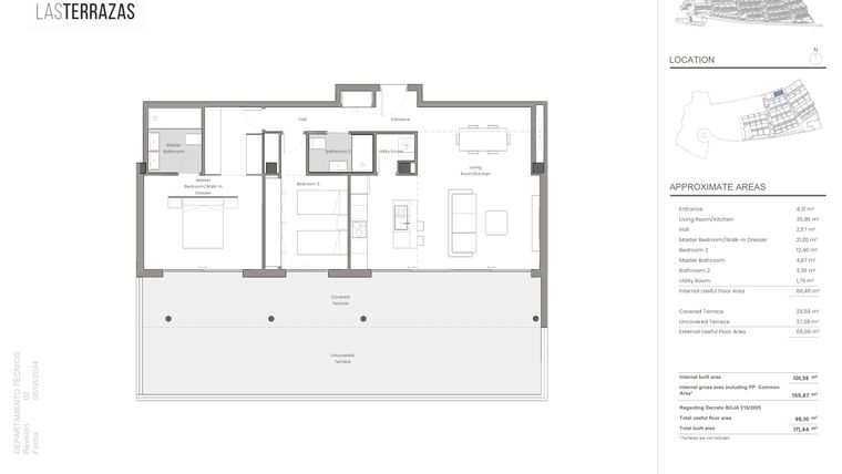 Rzut - Mieszkanie na sprzedaż 2 pokoje o powierzchni 155,9 m² - numer B7.P01 w Las Terrazaz de Macenas