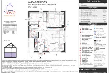 Rzut - Mieszkanie na sprzedaż 3 pokoje o powierzchni 54,8 m² - numer H2.1 w Nove Piaseczno 2 etap H
