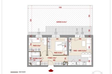 Rzut - Mieszkanie na sprzedaż 3 pokoje o powierzchni 49,33 m² - numer 13 w Zalesie