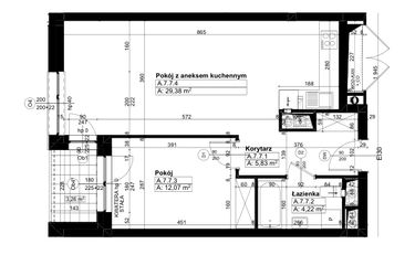 Rzut - Mieszkanie na sprzedaż 2 pokoje o powierzchni 50,64 m² - numer A/7/7 w Świerzawska 13