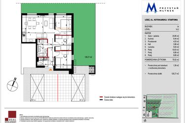Rzut - Mieszkanie na sprzedaż 3 pokoje o powierzchni 69,85 m² - numer 14.3 w Przystań Młynek