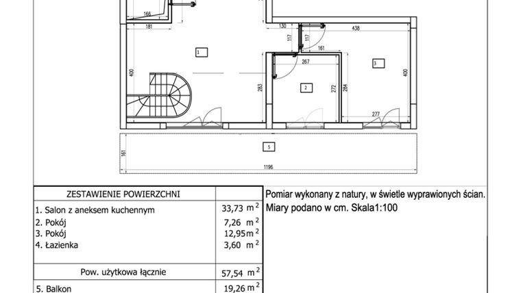 Rzut - Mieszkanie na sprzedaż 3 pokoje o powierzchni 57,54 m² - numer 29 w Aquamarina Dąbki