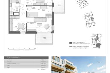 Rzut - Mieszkanie na sprzedaż 3 pokoje o powierzchni 52,98 m² - numer C.M6 w Matemblevo