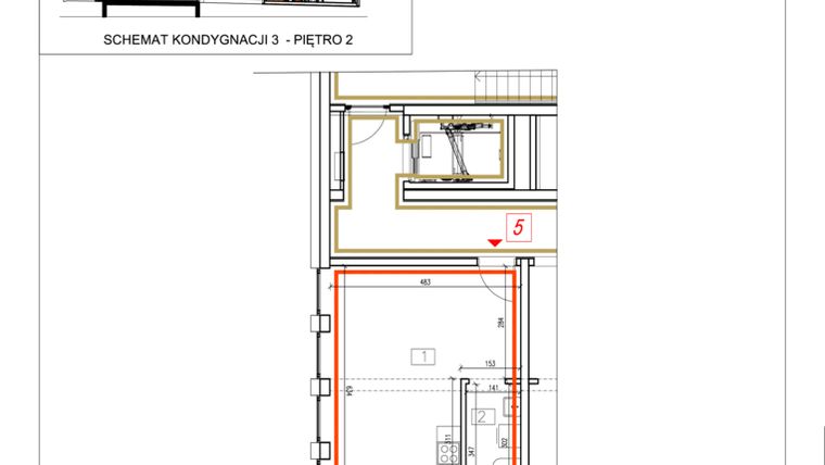 Rzut - Mieszkanie na sprzedaż 1 pokój o powierzchni 29,83 m² - numer 5 w Alchemik74 - lokale użytkowe