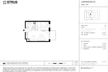 Rzut - Mieszkanie na sprzedaż 2 pokoje o powierzchni 32,46 m² - numer 6.A30-341 w Jurowiecka 22