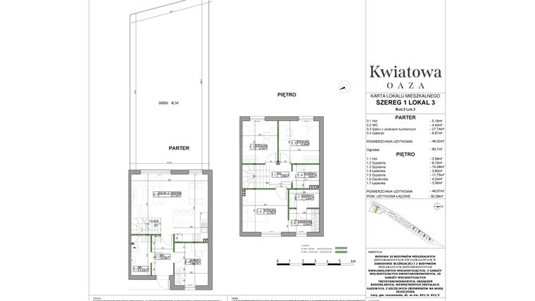 Rzut - Dom na sprzedaż 5 pokoi o powierzchni 92,09 m² - numer 3 w Kwiatowa Oaza