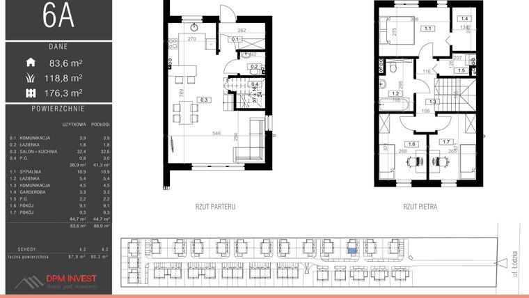Rzut - Dom na sprzedaż 4 pokoje o powierzchni 87,9 m² - numer 6A w Family Park Ksawerów IV