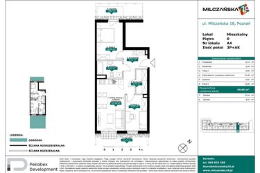 Rzut - Mieszkanie na sprzedaż 3 pokoje o powierzchni 59,65 m² - numer A4 w Milczańska 18