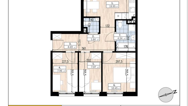 Rzut - Mieszkanie na sprzedaż 4 pokoje o powierzchni 60,3 m² - numer A2/1/3 w ACCANTO