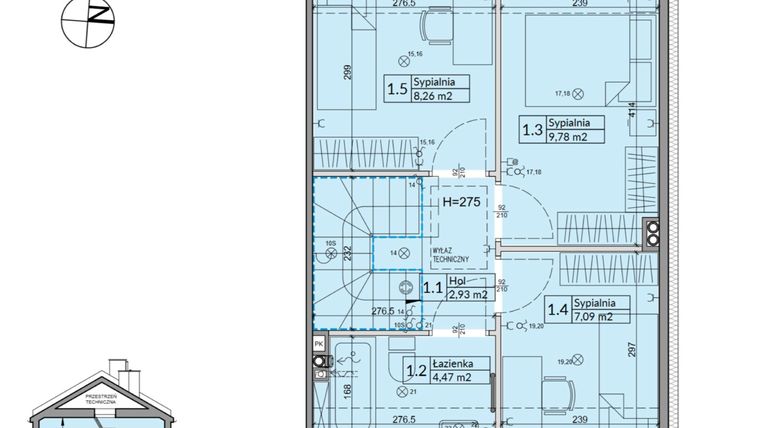 Rzut - Dom na sprzedaż 5 pokoi o powierzchni 72,7 m² - numer 22B w Osiedle Stokrotki etap 3