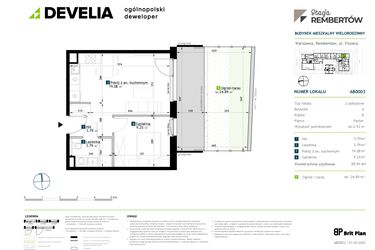 Rzut - Mieszkanie na sprzedaż 2 pokoje o powierzchni 35,91 m² - numer AB0003 w Stacja Rembertów