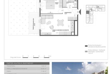 Rzut - Mieszkanie na sprzedaż 2 pokoje o powierzchni 43,84 m² - numer M5 w Modern House II