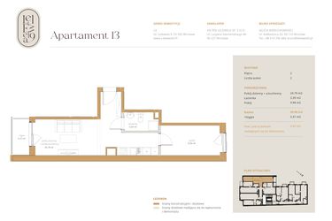 Rzut - Mieszkanie na sprzedaż 2 pokoje o powierzchni 37,84 m² - numer A13 w Lelewela 9