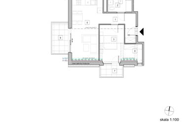 Rzut - Mieszkanie na sprzedaż 2 pokoje o powierzchni 49,46 m² - numer C1_4 w ATAL Zawiślańska