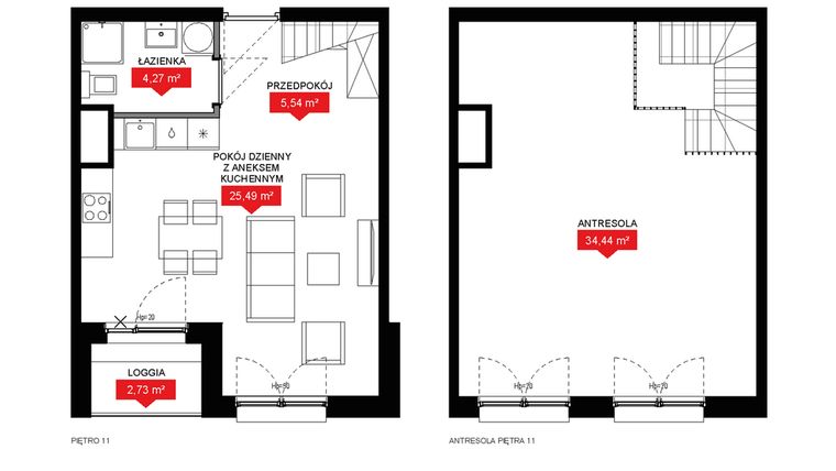Rzut - Mieszkanie na sprzedaż 1 pokój o powierzchni 69,74 m² - numer A1 142 w 29L