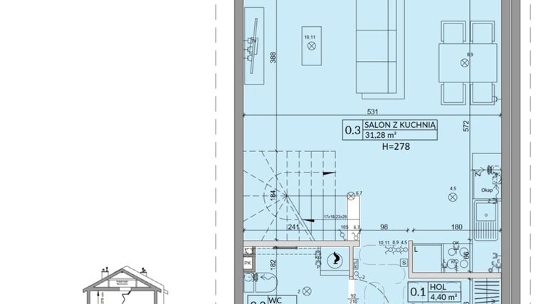 Rzut - Dom na sprzedaż 4 pokoje o powierzchni 77,99 m² - numer 33B w Osiedle Słoneczne etap IV