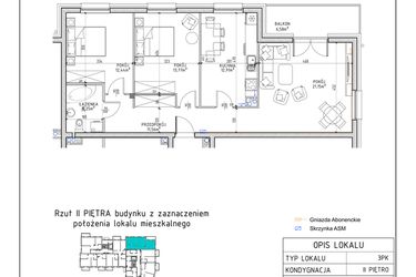 Rzut - Mieszkanie na sprzedaż 3 pokoje o powierzchni 76,08 m² - numer 29 w Osiedle Sady bud. E4