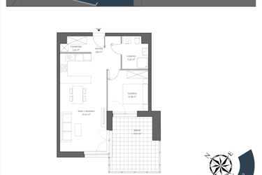 Rzut - Mieszkanie na sprzedaż 2 pokoje o powierzchni 53,82 m² - numer H.207 w Nautica Resort etap III
