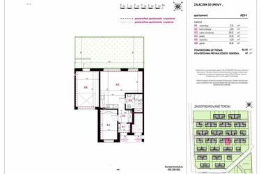 Rzut - Mieszkanie na sprzedaż 2 pokoje o powierzchni 62,4 m² - numer A23-1 w Aleja Kwitnącej Wiśni
