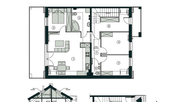 Rzut - Mieszkanie na sprzedaż 4 pokoje o powierzchni 73,42 m² - numer C2 w Aleja Wiśniowa Pogórze