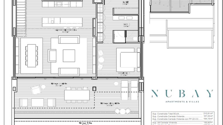 Rzut - Mieszkanie na sprzedaż 3 pokoje o powierzchni 167,23 m² - numer 33B w Nubay