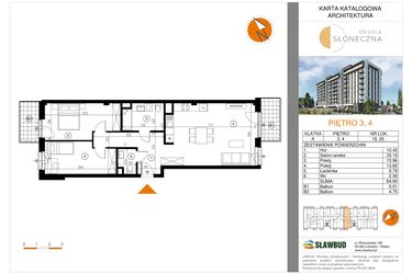 Rzut - Mieszkanie na sprzedaż 3 pokoje o powierzchni 84,6 m² - numer 26 w Osiedle Słoneczna