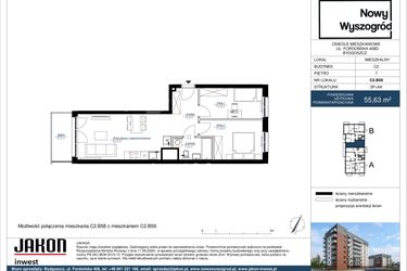 Rzut - Mieszkanie na sprzedaż 3 pokoje o powierzchni 55,63 m² - numer C2.B58 w Nowy Wyszogród etap II
