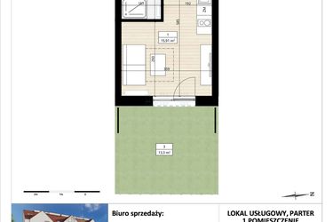 Rzut - Mieszkanie na sprzedaż 1 pokój o powierzchni 19,72 m² - numer B4/0/9 w Montano bud. B4 - apartamenty inwestycyjne