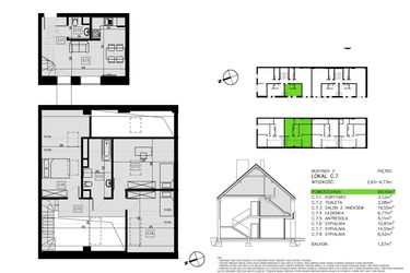 Rzut - Mieszkanie na sprzedaż 4 pokoje o powierzchni 73 m² - numer C.7 w Pawia od Nowa