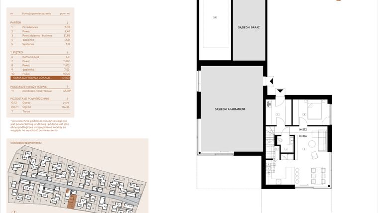 Rzut - Dom na sprzedaż 5 pokoi o powierzchni 101,03 m² - numer A8 w Kosocicka Ambient