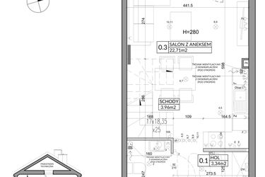 Rzut - Dom na sprzedaż 3 pokoje o powierzchni 65,83 m² - numer 17B w Nova Magdalenka 7