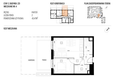 Rzut - Mieszkanie na sprzedaż 2 pokoje o powierzchni 43,47 m² - numer 22I/04 w NATURAMA II
