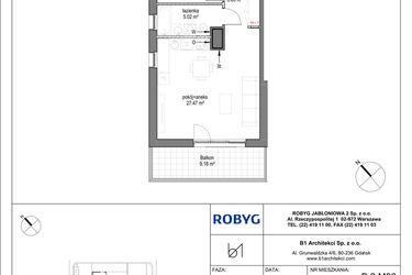 Rzut - Mieszkanie na sprzedaż 2 pokoje o powierzchni 49,15 m² - numer B.2M06 w Kobieli 4