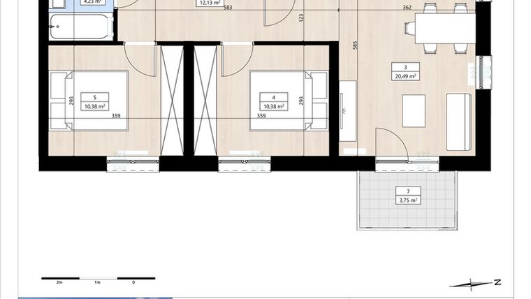 Rzut - Mieszkanie na sprzedaż 3 pokoje o powierzchni 60,53 m² - numer B4/1/22 w Montano bud. B4