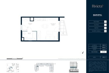 Rzut - Mieszkanie na sprzedaż 1 pokój o powierzchni 29,44 m² - numer A.M010 w Riviera⁵