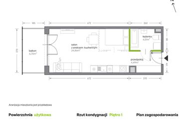 Rzut - Mieszkanie na sprzedaż 1 pokój o powierzchni 33,86 m² - numer A.006 w Żabiniec Vita