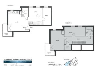 Rzut - Mieszkanie na sprzedaż 5 pokoi o powierzchni 118,86 m² - numer 61 w Wzgórze Krzemionki II
