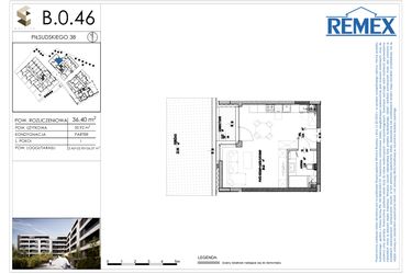Rzut - Mieszkanie na sprzedaż 1 pokój o powierzchni 36,4 m² - numer B.0.46 w Osiedle BALTICA