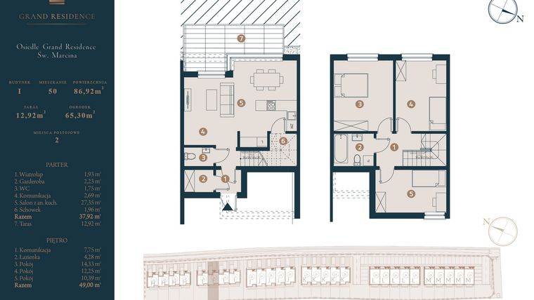 Rzut - Dom na sprzedaż 4 pokoje o powierzchni 86,92 m² - numer I50 w Osiedle Św. Marcina