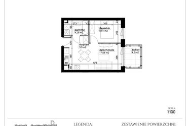 Rzut - Mieszkanie na sprzedaż 2 pokoje o powierzchni 33,68 m² - numer C.73 w Narcyzowe Wzgórza II