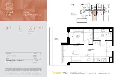 Rzut - Mieszkanie na sprzedaż 2 pokoje o powierzchni 37,11 m² - numer M7_NF.d w Nowe Flisy II