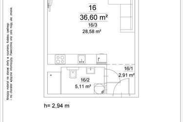 Rzut - Mieszkanie na sprzedaż 1 pokój o powierzchni 36,6 m² - numer 16 w Osiedle Teatralne 19