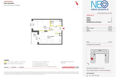Rzut - Mieszkanie na sprzedaż 2 pokoje o powierzchni 38,33 m² - numer 35 w Neo Nova Ochota 6