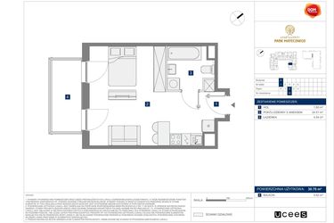 Rzut - Mieszkanie na sprzedaż 1 pokój o powierzchni 30,7 m² - numer H10 w Apartamenty Park Matecznego Etap 2.2