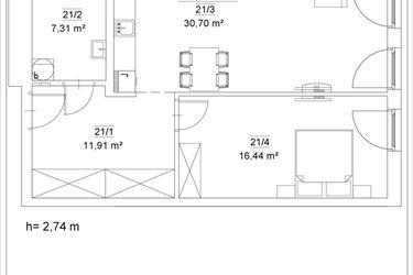 Rzut - Mieszkanie na sprzedaż 2 pokoje o powierzchni 66,36 m² - numer 21 w Osiedle Teatralne 19