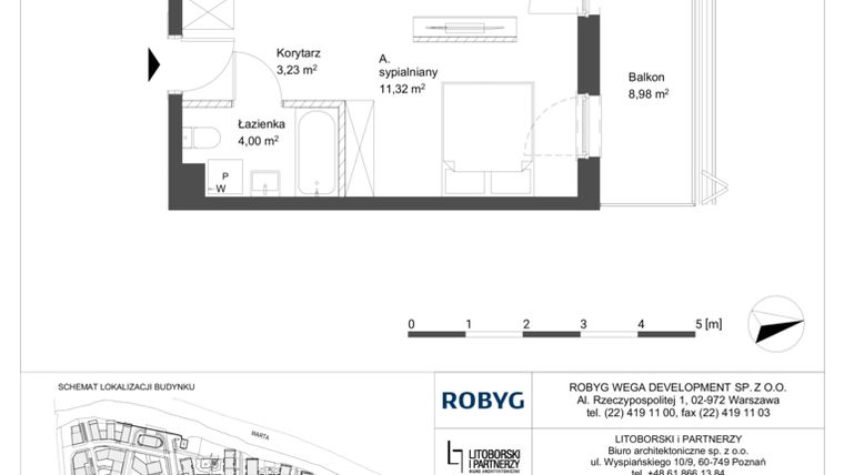 Rzut - Mieszkanie na sprzedaż 1 pokój o powierzchni 40,03 m² - numer 1M01 w Elektrovnia Garbary
