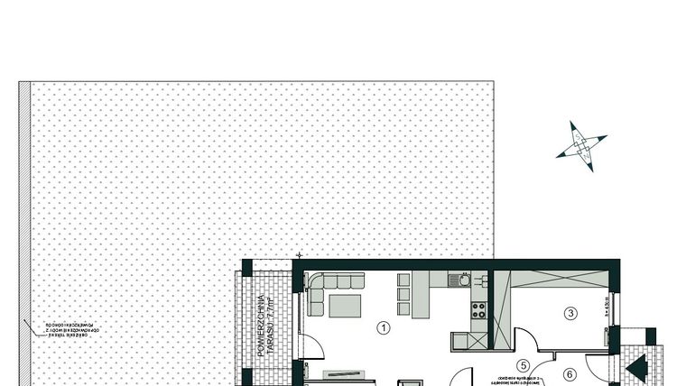 Rzut - Mieszkanie na sprzedaż 3 pokoje o powierzchni 59,84 m² - numer N1 w Aleja Wiśniowa Pogórze