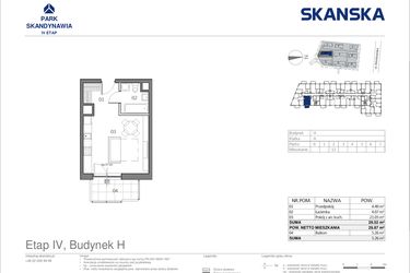 Rzut - Mieszkanie na sprzedaż 1 pokój o powierzchni 29,52 m² - numer HA0212 w Park Skandynawia V