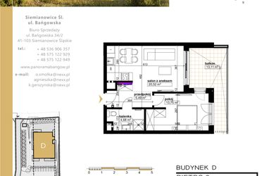 Rzut - Mieszkanie na sprzedaż 2 pokoje o powierzchni 44,44 m² - numer D.3.4 w Panorama Bańgów Etap II